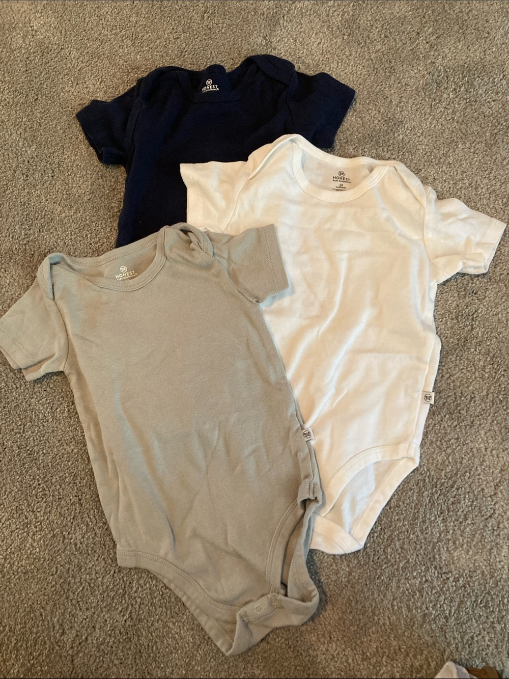 Honest baby Co Navy, White & Light Gray Short-Sleeve One-Piece Bodysuits